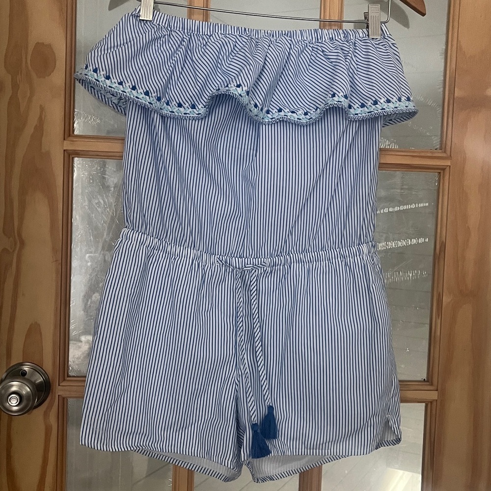 NWT Vineyard Vines Romper off the shoulder nautical embroidered 100% Cotton XS